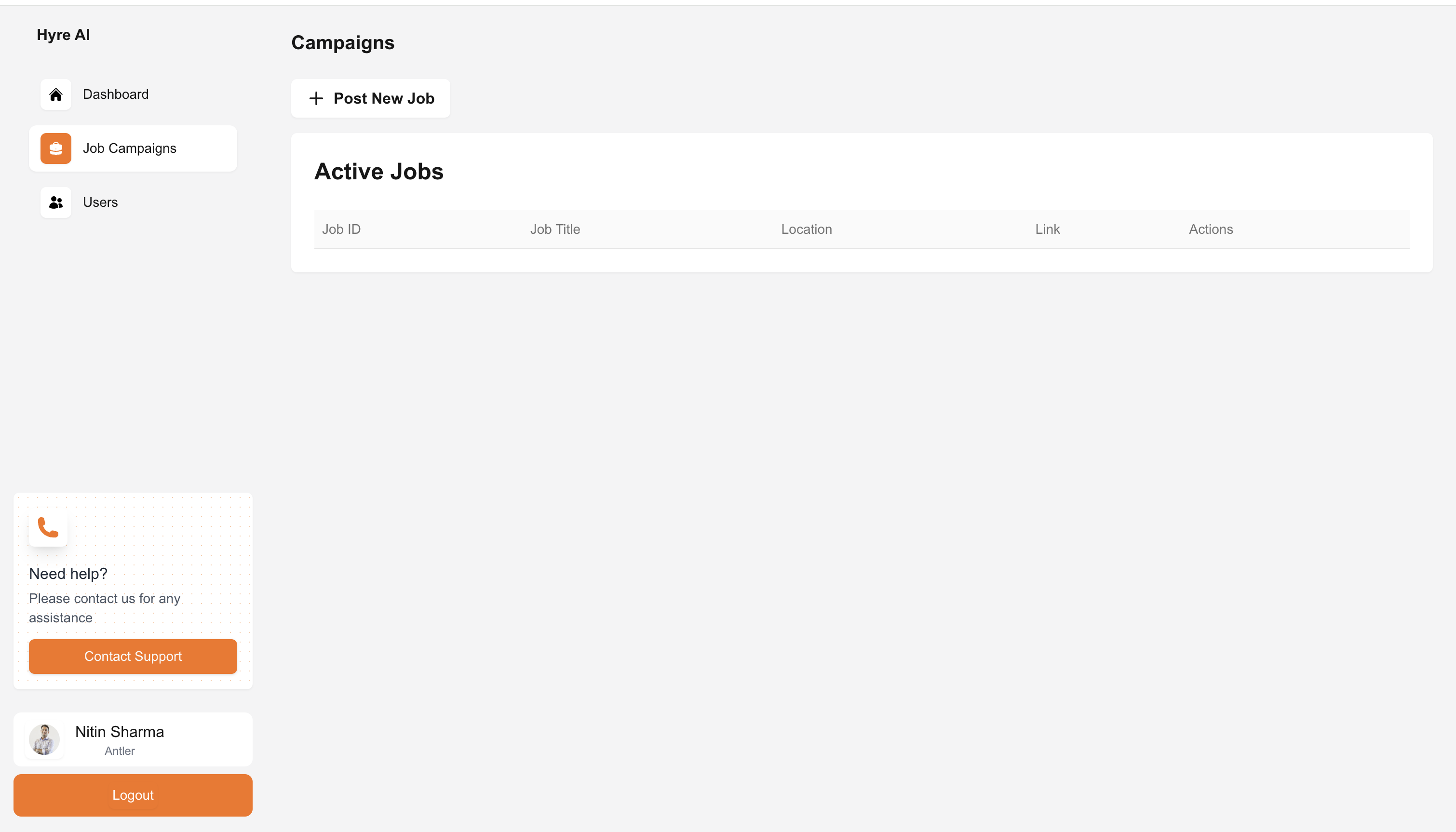 Hyre Platform Interface